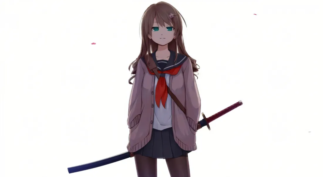 3kjk少女壁纸｜武士刀背景图片 - 二次元少女「哲风壁纸」