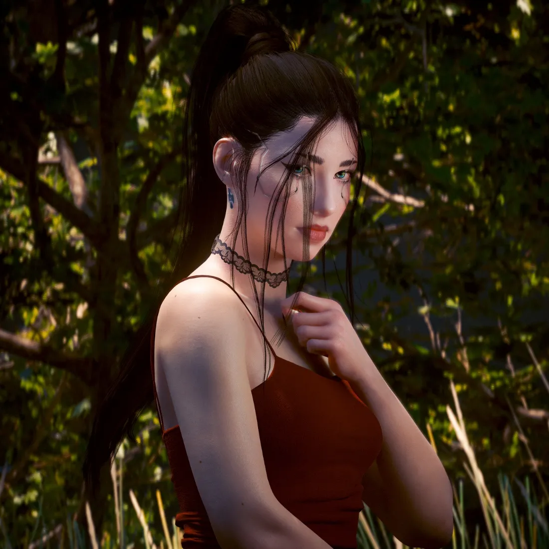 红衣美女手机壁纸｜钢铁森林背景图片 - 高冷御姐「哲风壁纸」