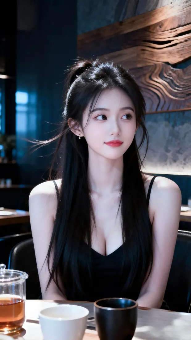 气质御姐手机壁纸｜休闲咖啡馆背景图片 - 高颜值美女「哲风壁纸」