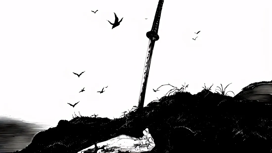 3k水墨风壁纸｜武士冢背景图片 - 孤剑飞鸟「哲风壁纸」
