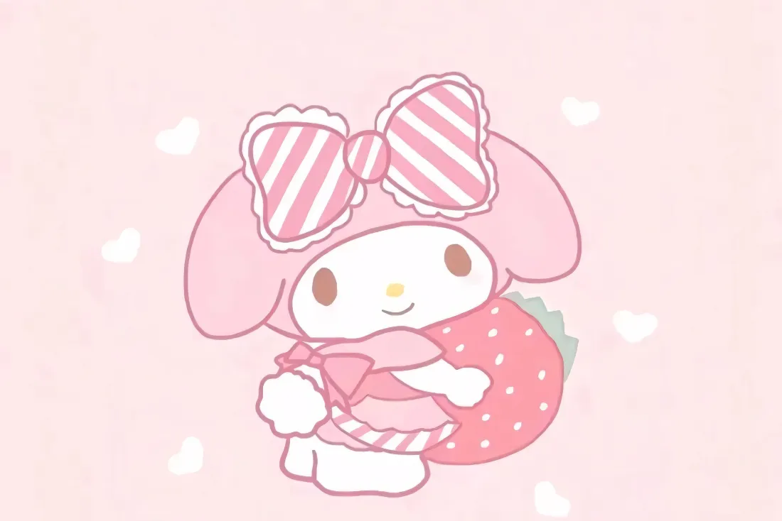 2k美乐蒂壁纸｜三丽鸥背景图片 - 粉色草莓「哲风壁纸」