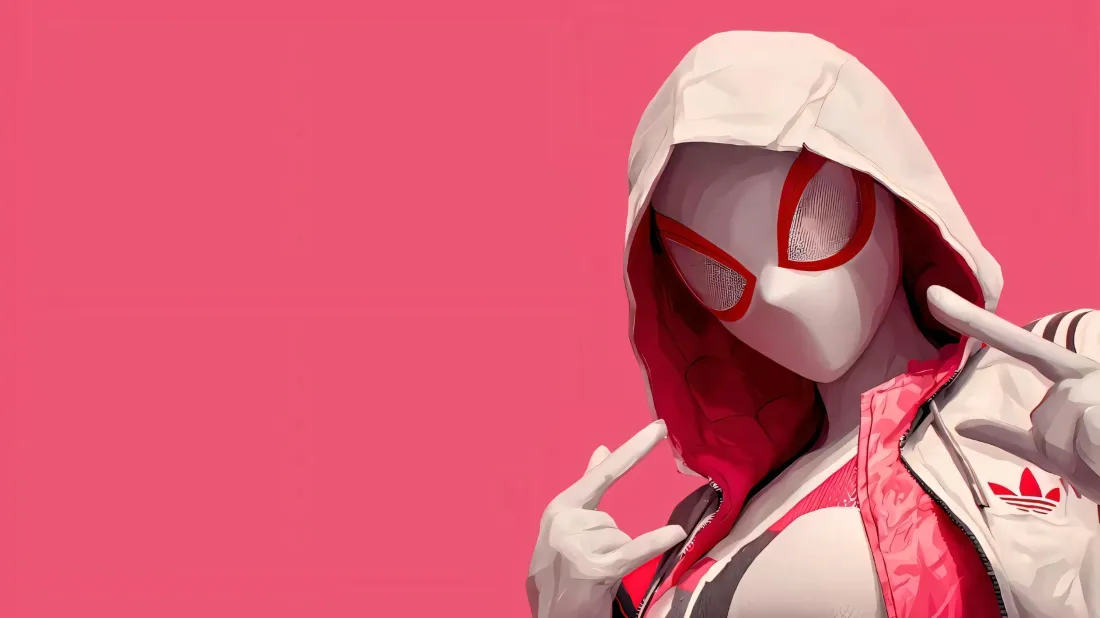 3k蜘蛛格温壁纸｜漫威背景图片 - 粉色纯色「哲风壁纸」