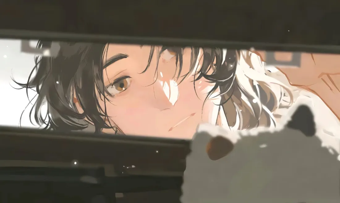 3k黑发少女壁纸｜箱子缝隙背景图片 - 二次元插画「哲风壁纸」