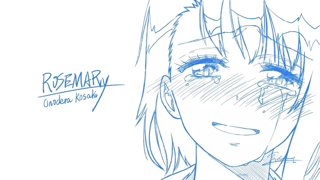 3k小野寺小咲壁纸｜伪恋背景图片 - 蓝色手绘线稿「哲风壁纸」