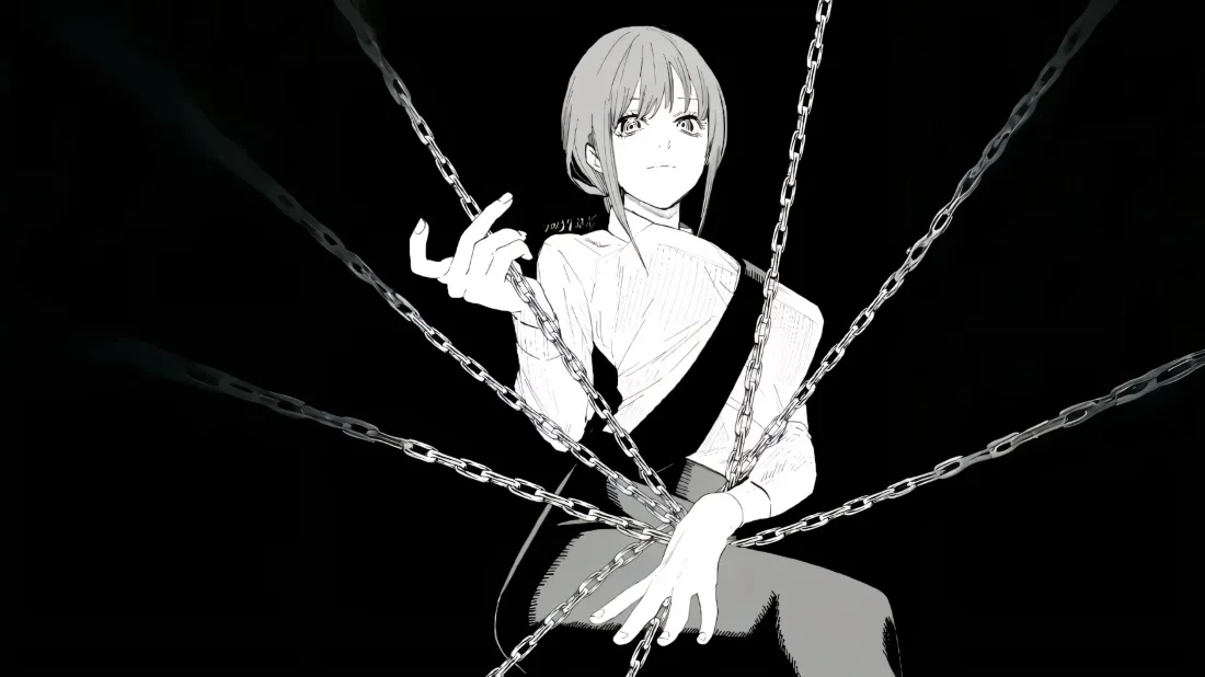 3k玛奇玛壁纸｜电锯人背景图片 - 黑白插画「哲风壁纸」