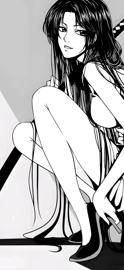 和风女剑士手机壁纸｜黑白背景图片 - 妩媚飒爽「哲风壁纸」