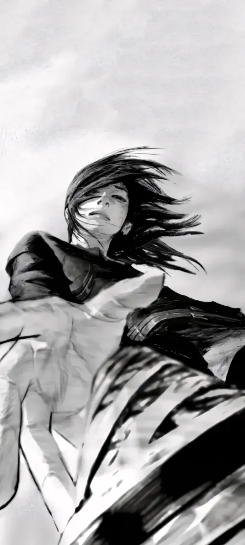 黑白少女手机壁纸｜动感手绘背景图片 - 二次元「哲风壁纸」