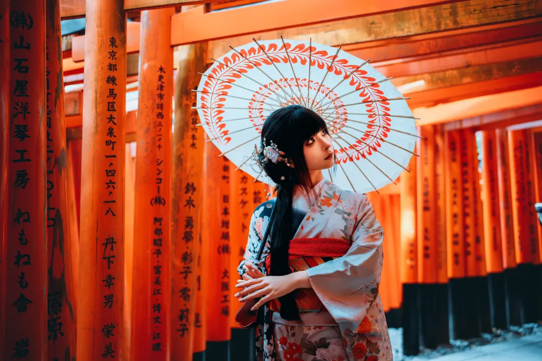 6k和服少女壁纸｜千本鸟居背景图片 - 和风写真「哲风壁纸」