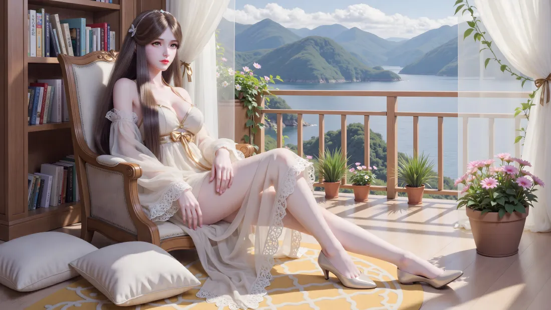 11k宁荣荣壁纸｜湖景阳台背景图片 - 斗罗大陆「哲风壁纸」