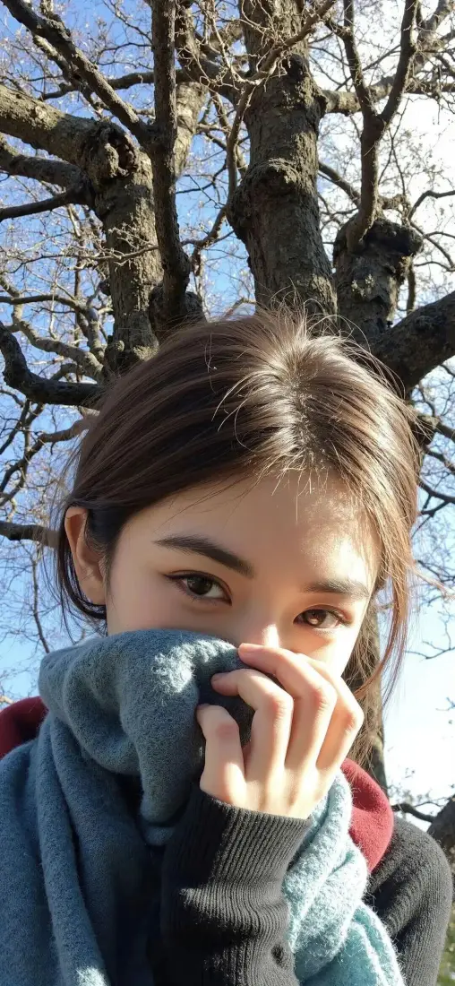 美女手机壁纸｜户外背景图片 - 冬日树枝「哲风壁纸」