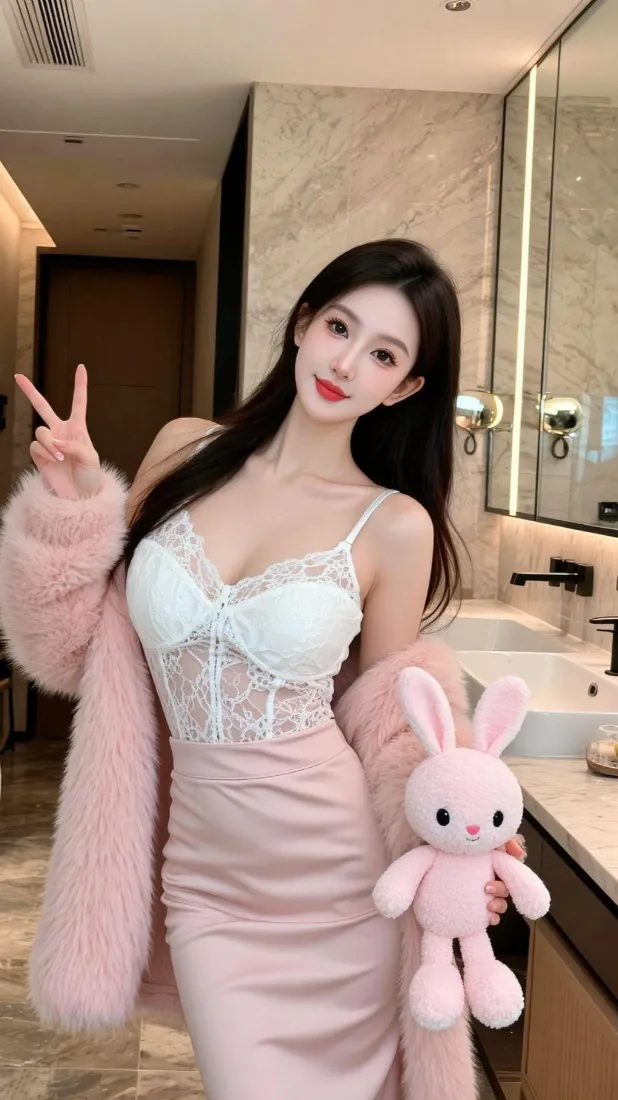 长发美女手机壁纸｜手机背景图片 - 粉色穿搭「哲风壁纸」