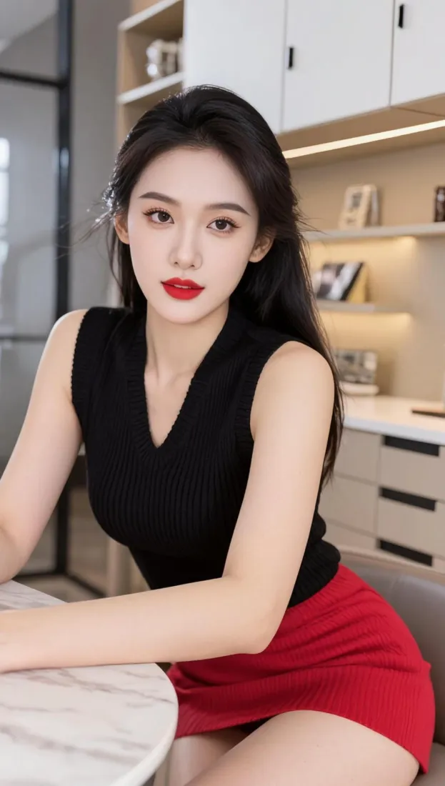 红唇御姐手机壁纸｜高清室内背景图片 - 手机桌面「哲风壁纸」