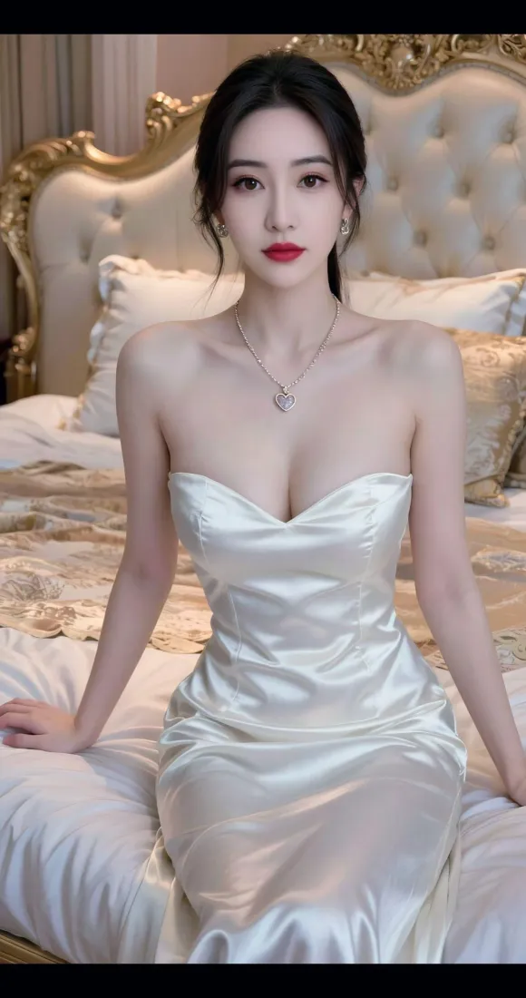 气质美女手机壁纸｜轻奢卧室背景图片 - 白色礼服「哲风壁纸」