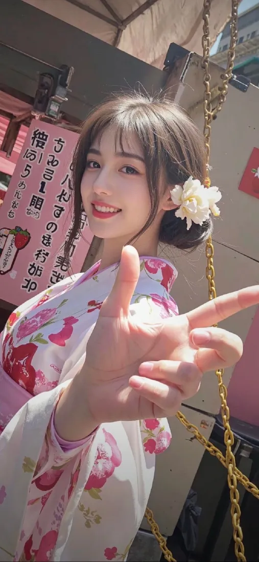 和服美女手机壁纸｜街景背景图片 - 甜美可人「哲风壁纸」