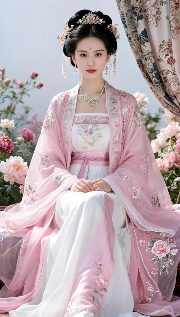 刘诗诗古风手机壁纸｜粉色汉服背景图片 - 花间美人「哲风壁纸」