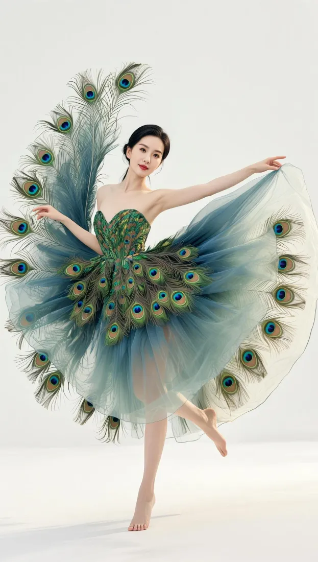 孔雀礼服手机壁纸｜手机背景图片 - 优雅舞者「哲风壁纸」