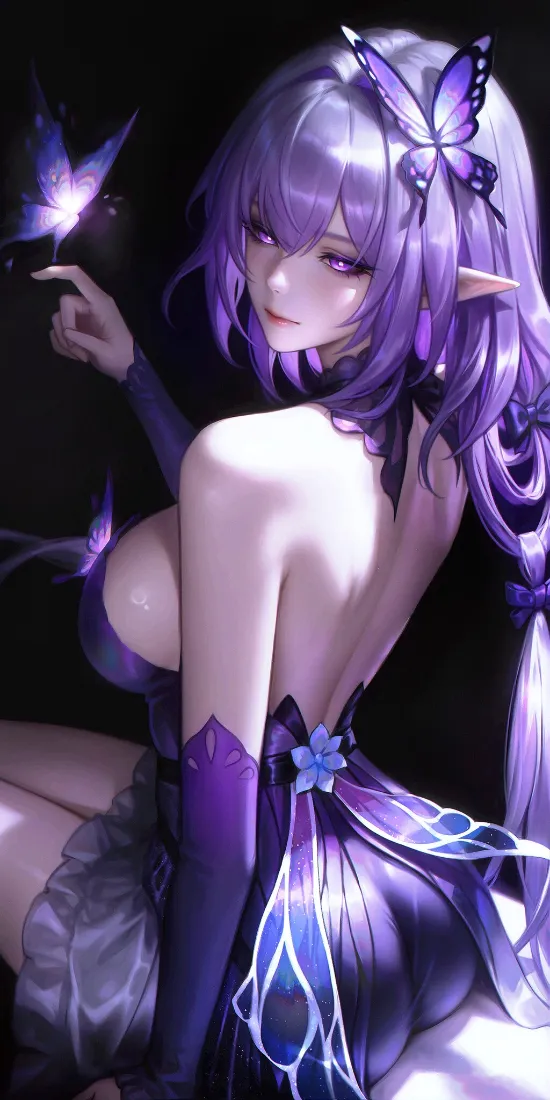 遐蝶手机壁纸｜紫色背景图片 - 发光蝴蝶「哲风壁纸」