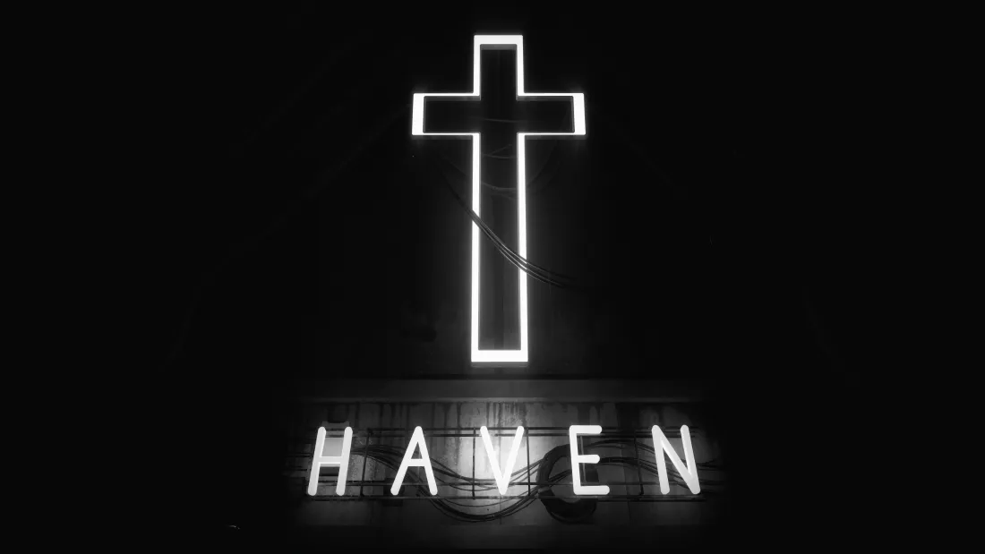 3k十字架壁纸｜haven背景图片 - 霓虹发光「哲风壁纸」