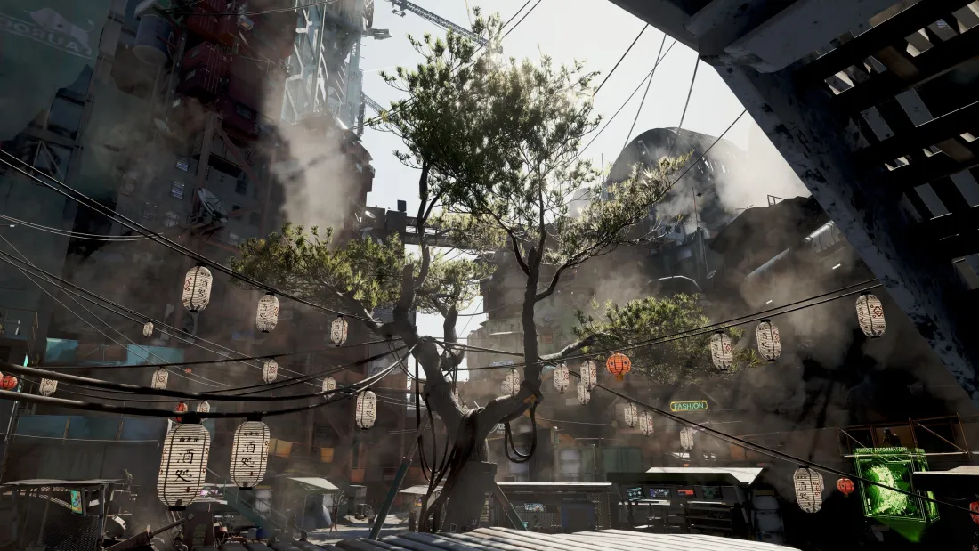 3k废墟院子壁纸｜庭院背景图片 - 老树红灯笼「哲风壁纸」