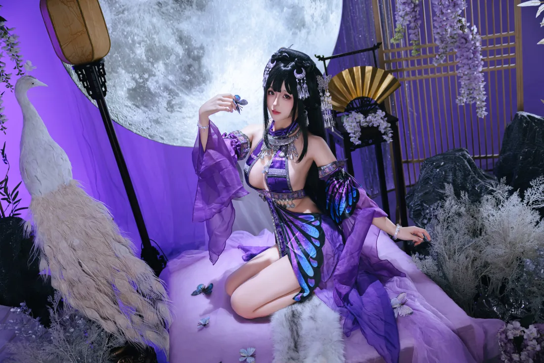 8k紫裙cos壁纸｜国风背景图片 - 黑发少女「哲风壁纸」