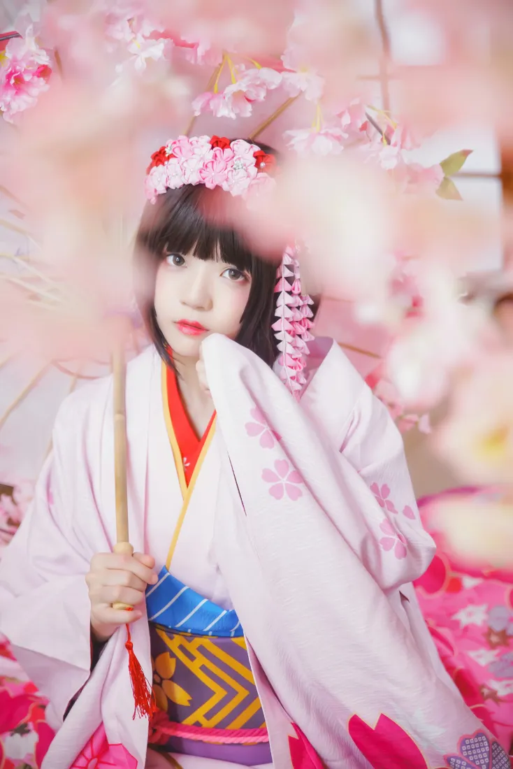 桜桃喵手机壁纸｜和服背景图片 - 加藤惠cosplay「哲风壁纸」