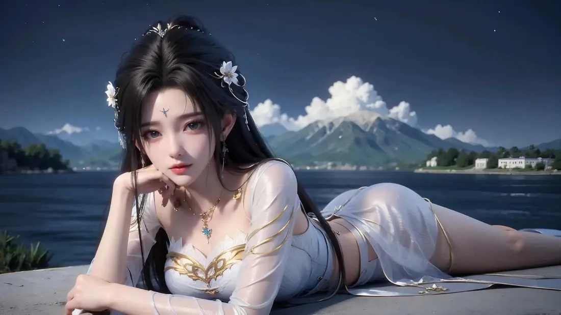 2k古风白衣美人壁纸｜湖岸星空背景图片 - 平板「哲风壁纸」