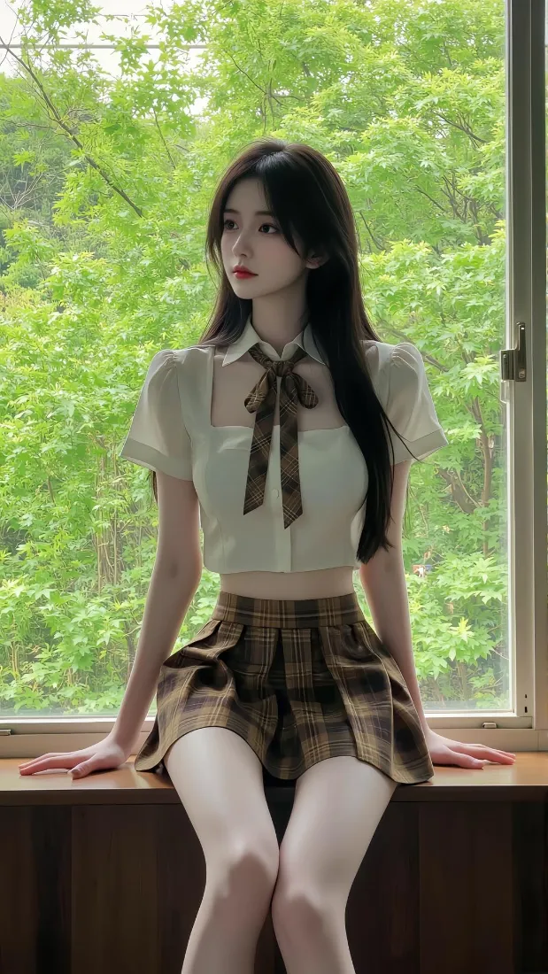 清纯女生手机壁纸｜清新背景图片 - JK穿搭「哲风壁纸」