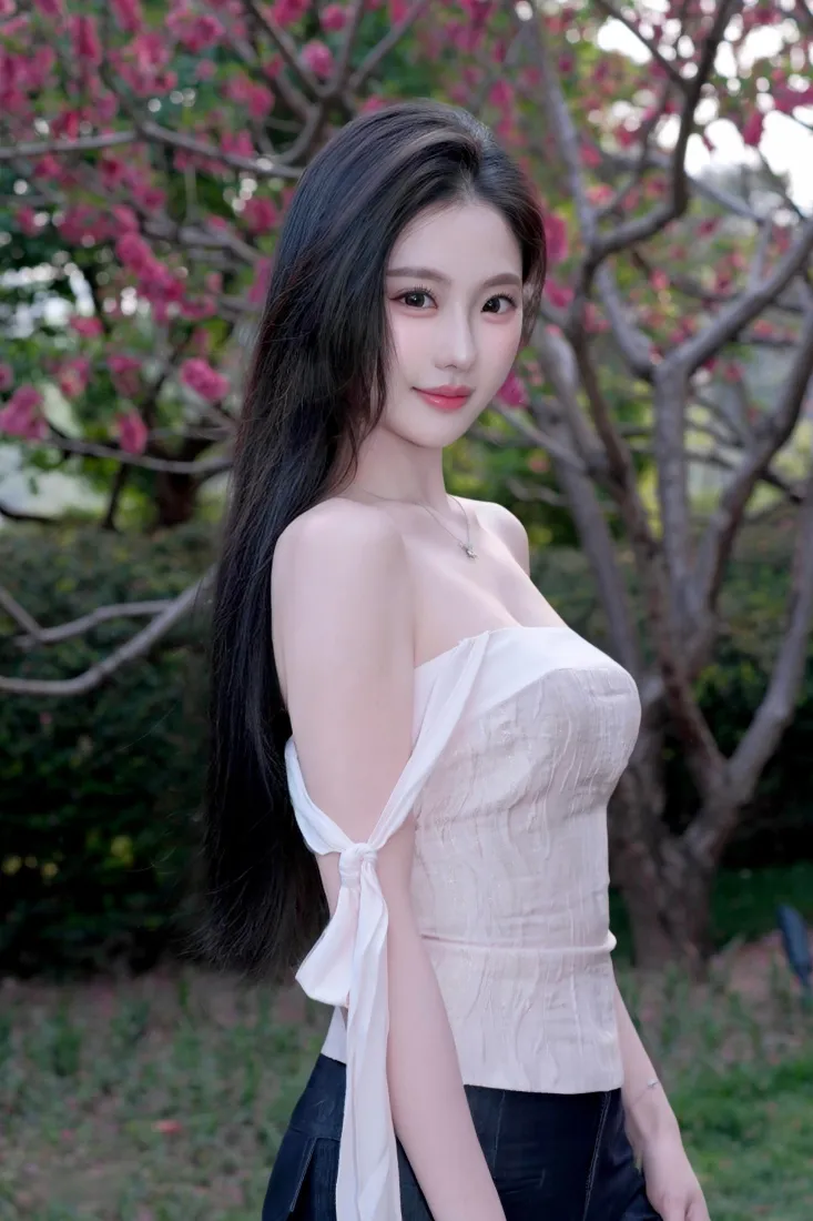 长发美女手机壁纸｜户外背景图片 - 春日赏花「哲风壁纸」