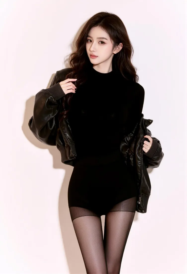 御姐手机壁纸｜浅色背景图片 - 酷感黑丝「哲风壁纸」