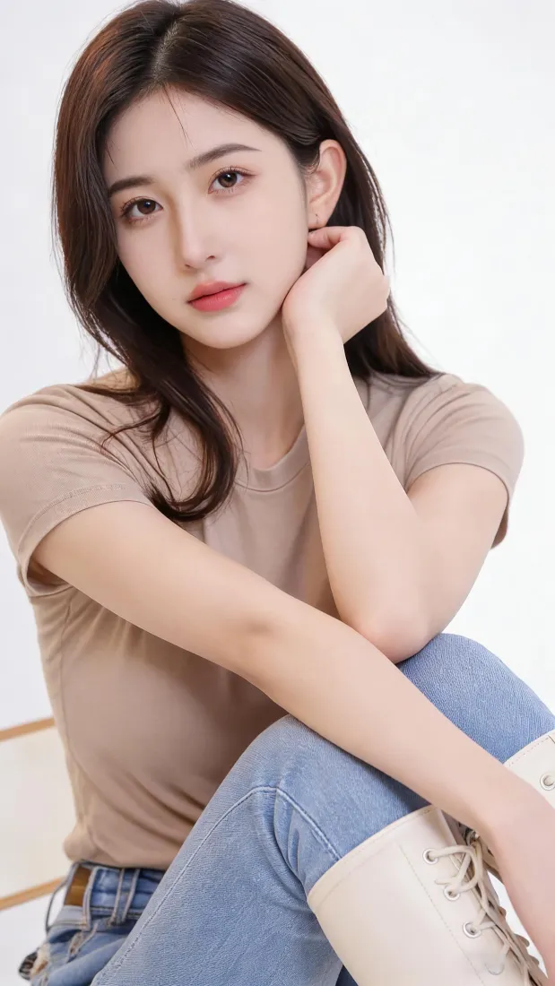 清纯美女手机壁纸｜纯色背景图片 - 气质女神「哲风壁纸」