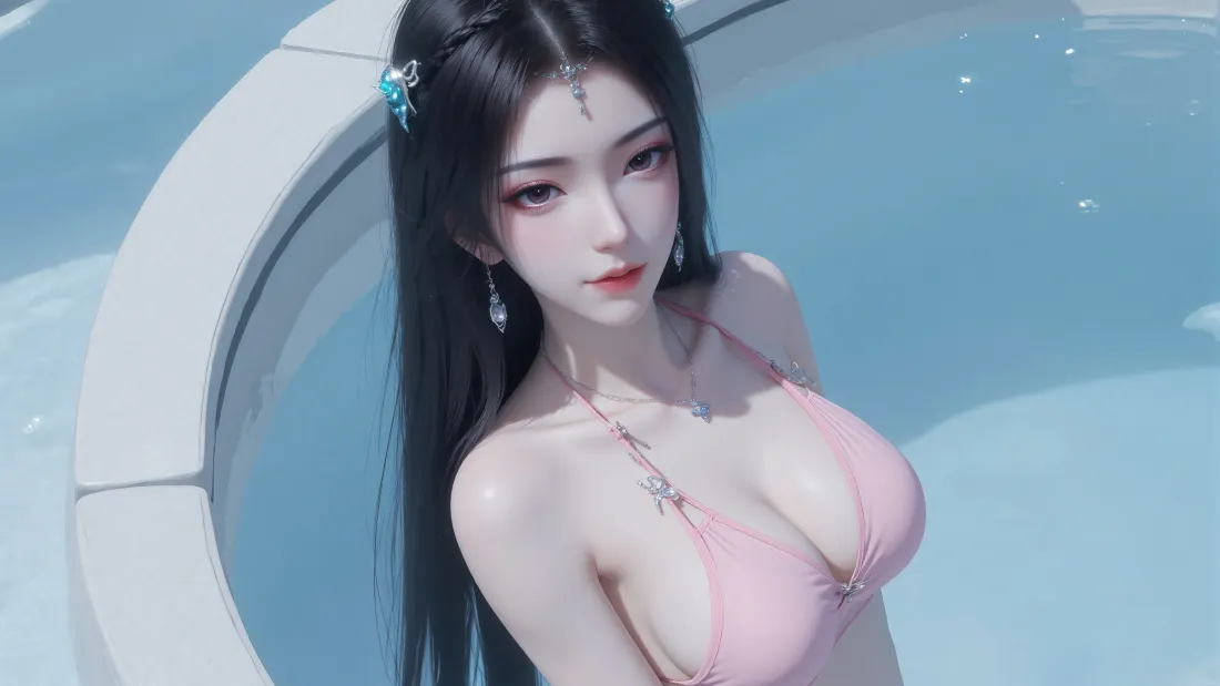 3k元瑶壁纸｜凡人修仙传背景图片 - 粉色泳装「哲风壁纸」