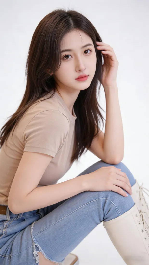 清纯美女手机壁纸｜纯色背景图片 - 手机「哲风壁纸」