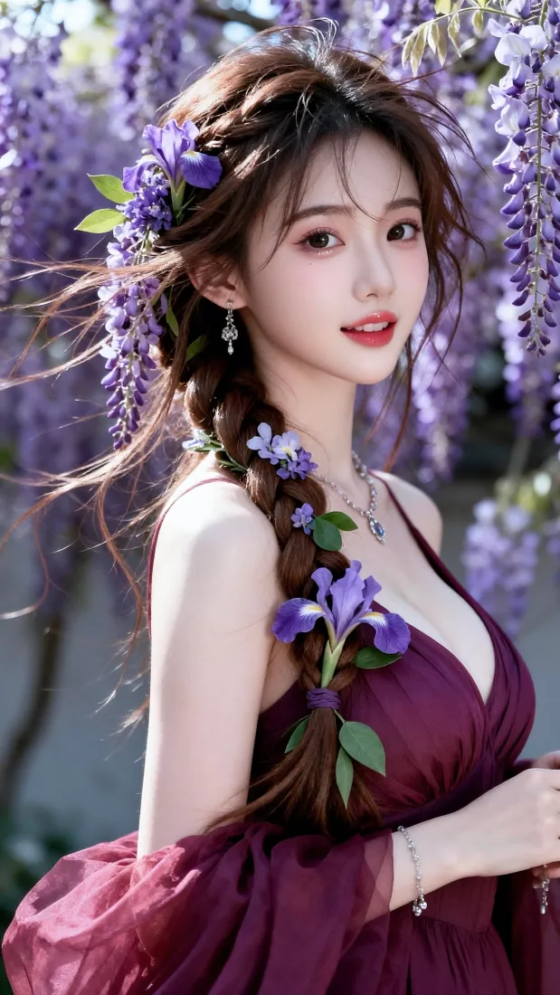 紫藤花美女手机壁纸｜手机背景图片 - 春日户外花海「哲风壁纸」