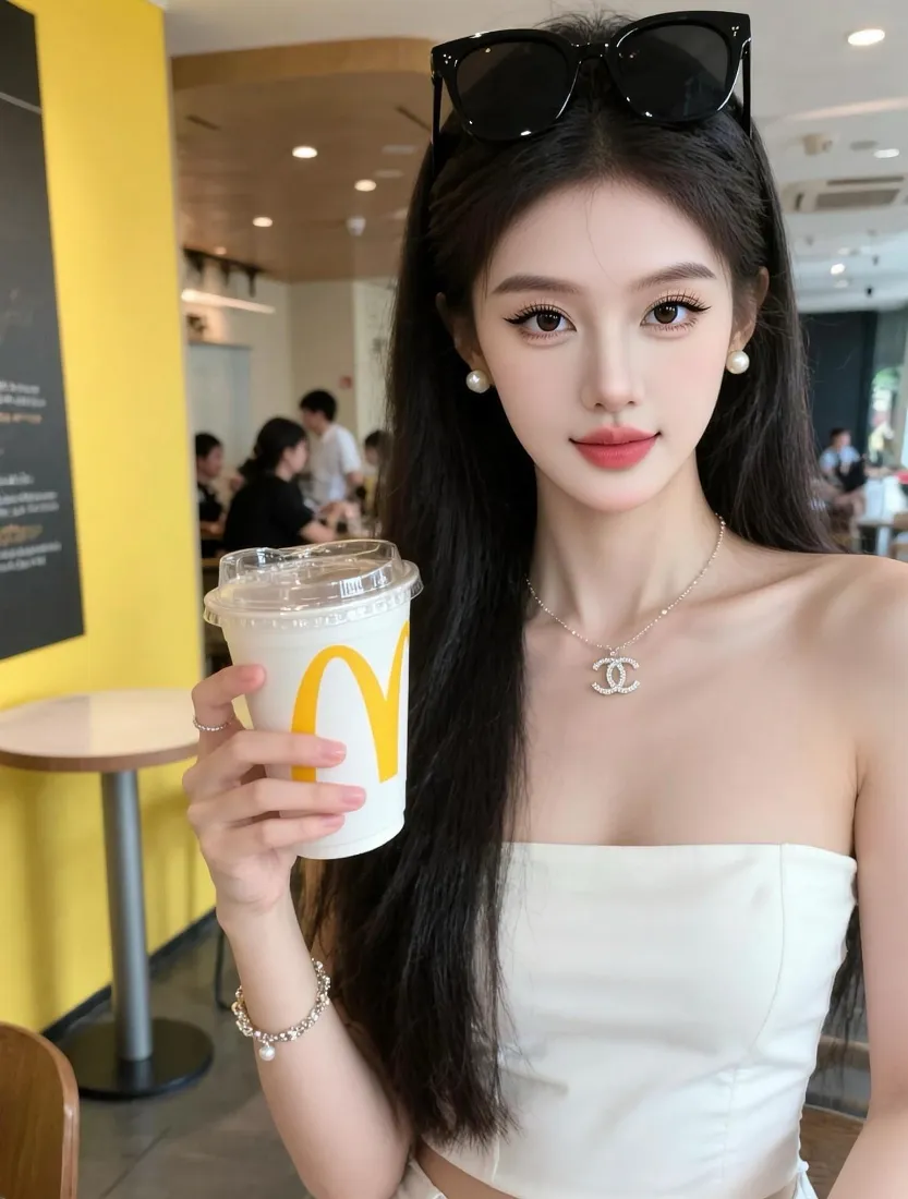 气质长发美女手机壁纸｜麦当劳探店背景图片 - 休闲日常「哲风壁纸」