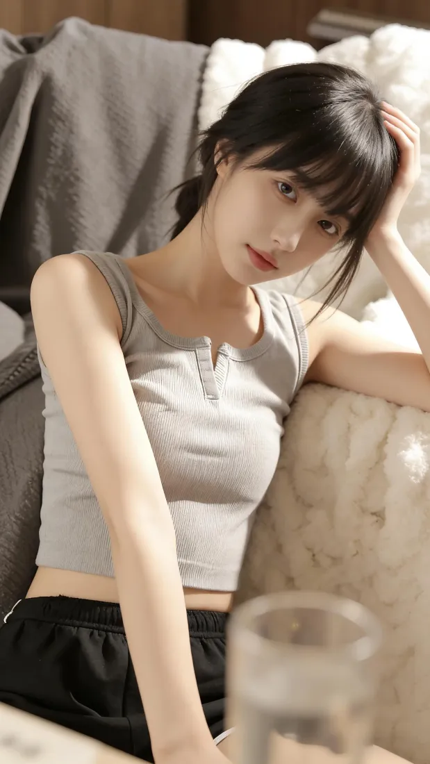 清纯少女手机壁纸｜居家背景图片 - 慵懒「哲风壁纸」