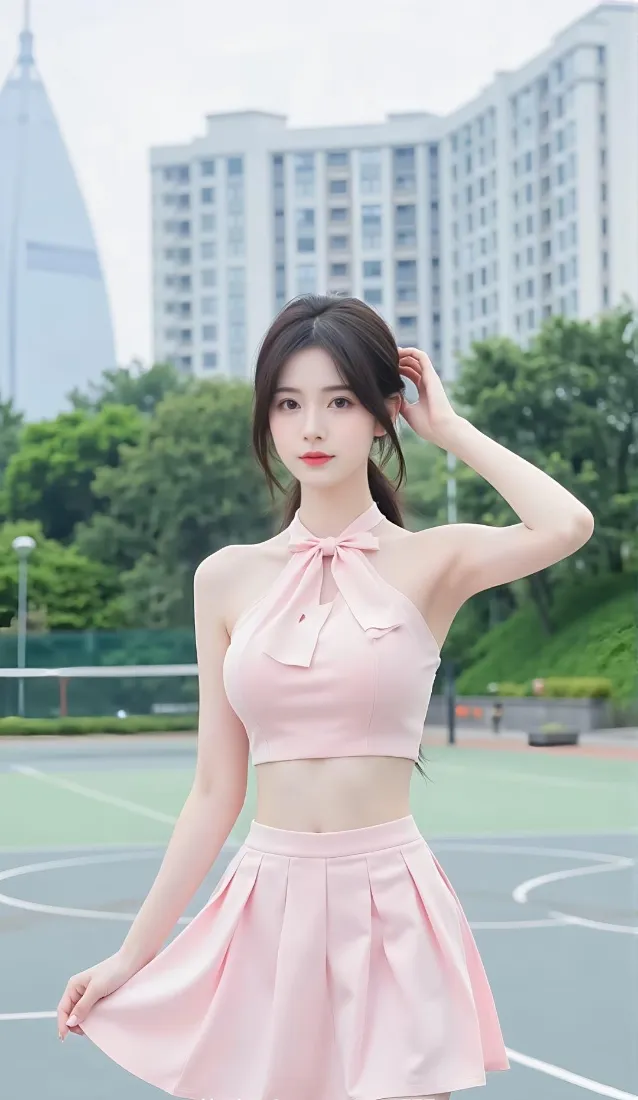 清纯美女手机壁纸｜户外背景图片 - 校园网球场「哲风壁纸」