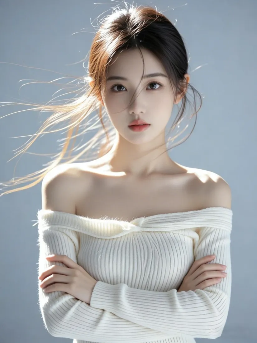 氛围感美女手机壁纸｜纯色背景图片 - 清冷纯欲风「哲风壁纸」