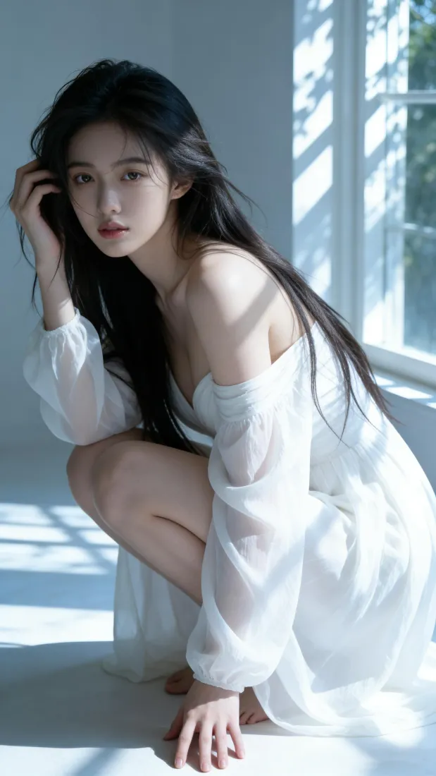 长发美女手机壁纸｜窗边背景图片 - 清冷氛围感「哲风壁纸」