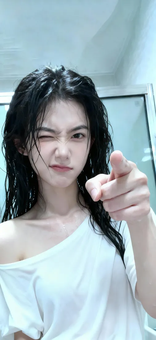 湿发美女手机壁纸｜手机背景图片 - 俏皮搞怪「哲风壁纸」