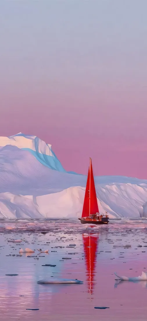 红帆船手机壁纸｜风景背景图片 - 雪山湖面倒影「哲风壁纸」