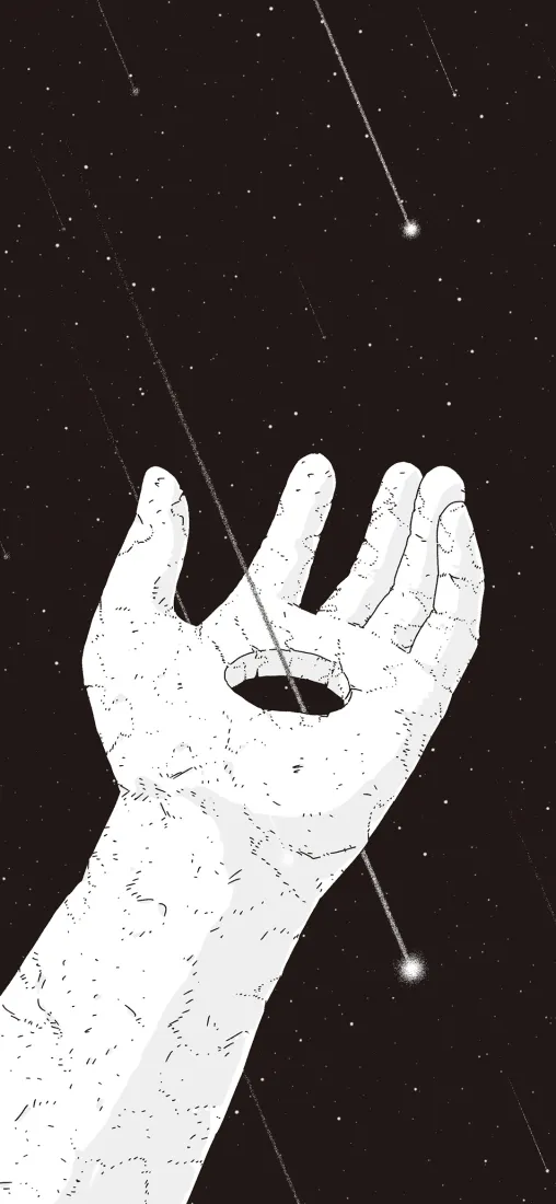 空心手心手机壁纸｜流星星空背景图片 - 创意抽象「哲风壁纸」