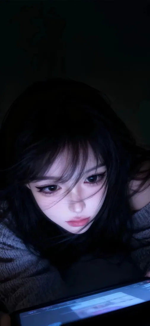 清冷美女手机壁纸｜暗夜背景图片 - 氛围感「哲风壁纸」