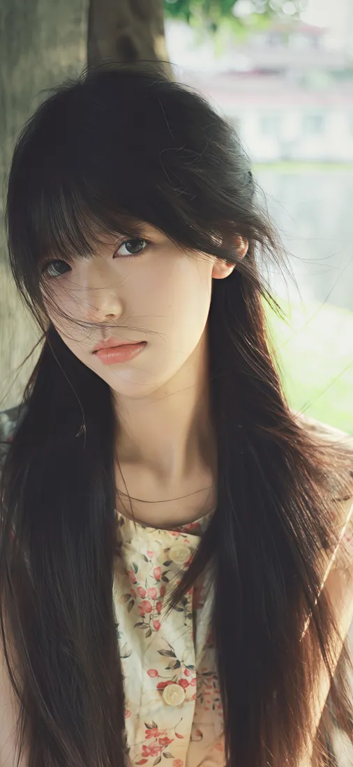 长发美女手机壁纸｜户外背景图片 - 春日清新「哲风壁纸」