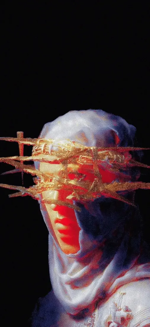 荆棘冠冕暗黑手机壁纸｜黑色背景图片 - 艺术人像「哲风壁纸」