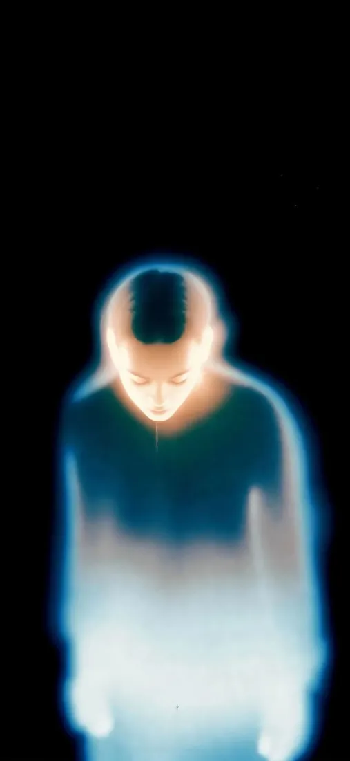 虚幻人手机壁纸｜黑色背景图片 - 发光抽象人物「哲风壁纸」