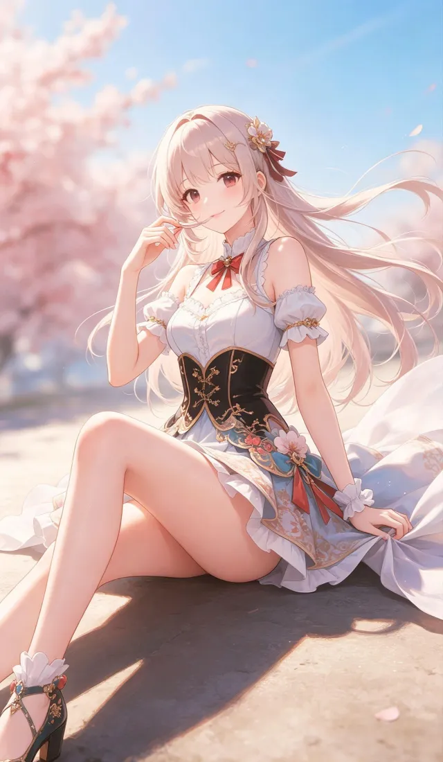 樱花少女手机壁纸｜春日背景图片 - 清新二次元「哲风壁纸」