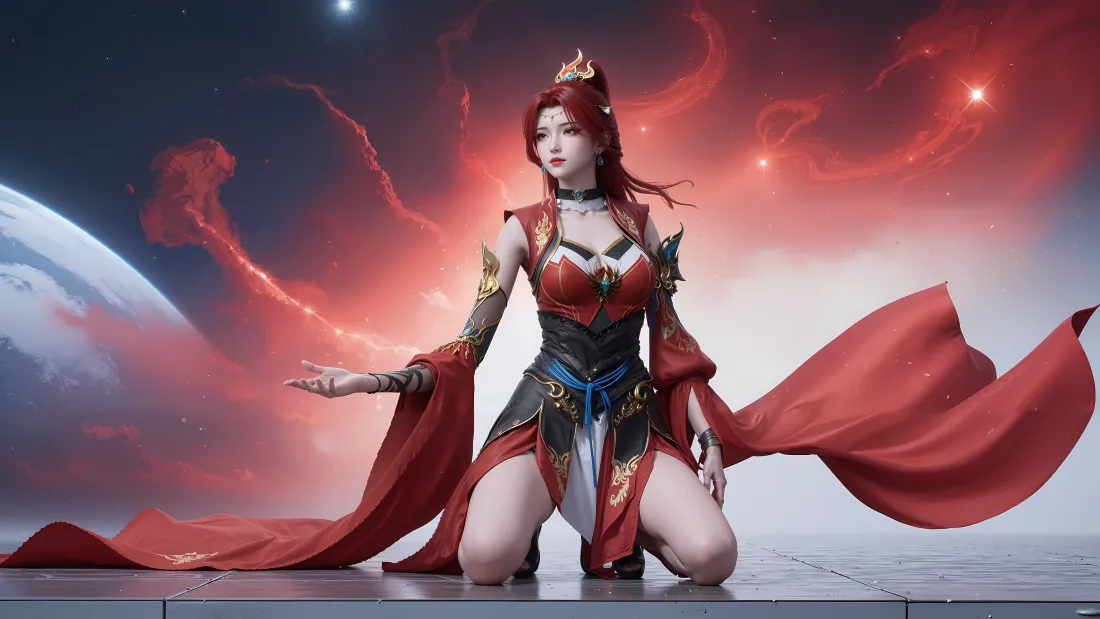 6k唐火儿壁纸｜斗破苍穹背景图片 - 红衣古风美人「哲风壁纸」