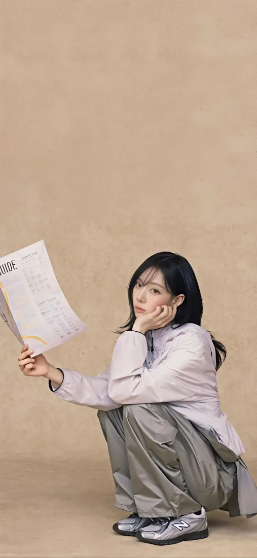 金玟庭手机壁纸｜纯色背景图片 - 韩系爱豆休闲写真「哲风壁纸」