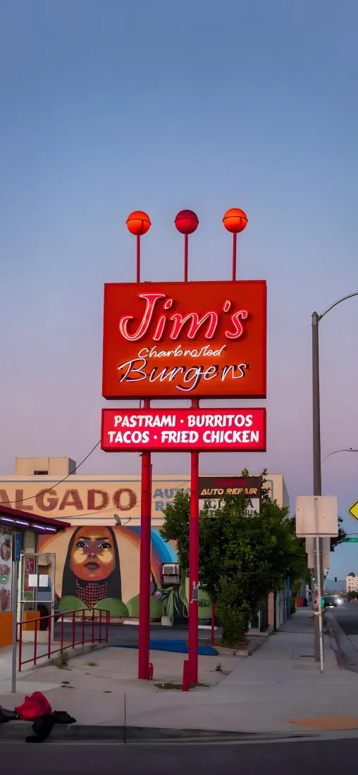 Jim's汉堡店手机壁纸｜城市街头背景图片 - 美式街景「哲风壁纸」