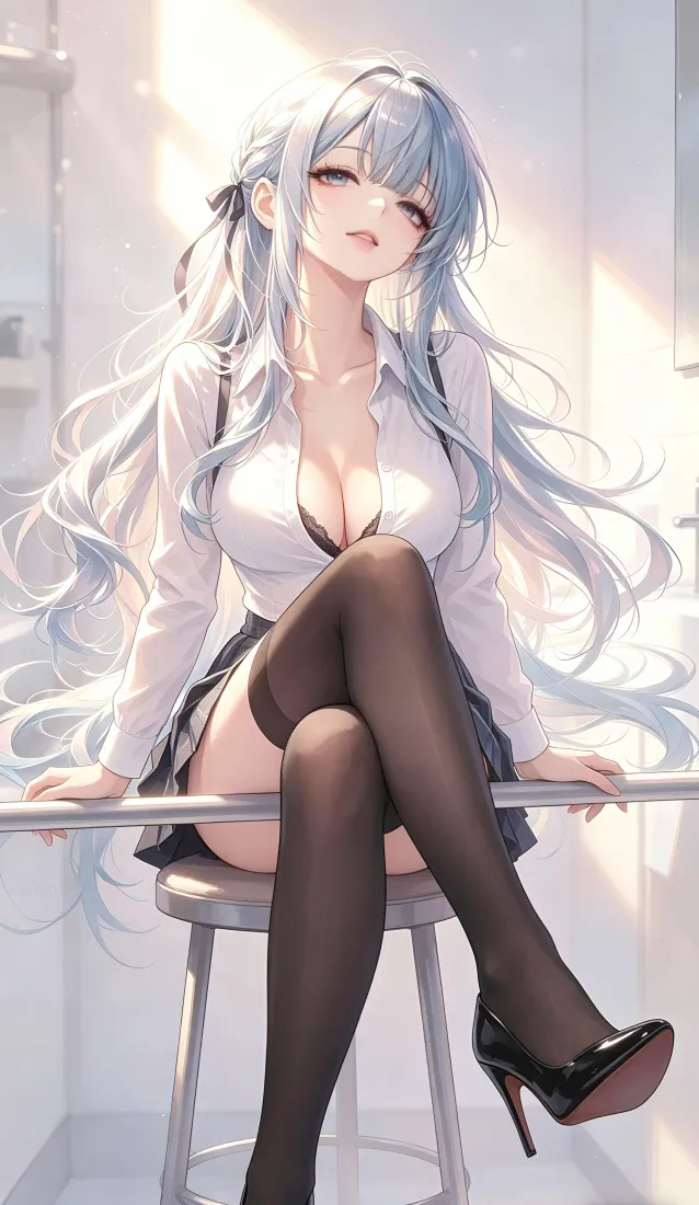 申鹤手机壁纸｜OL背景图片 - 黑丝高跟「哲风壁纸」